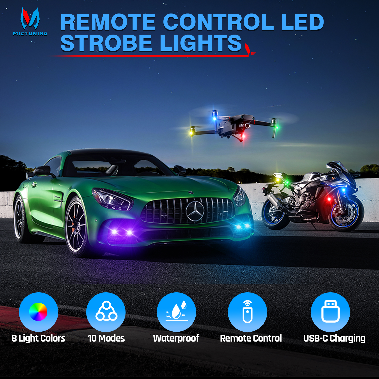 MICTUNING Wireless LED Strobe  - Drone Strobe Light ulasan dan harga