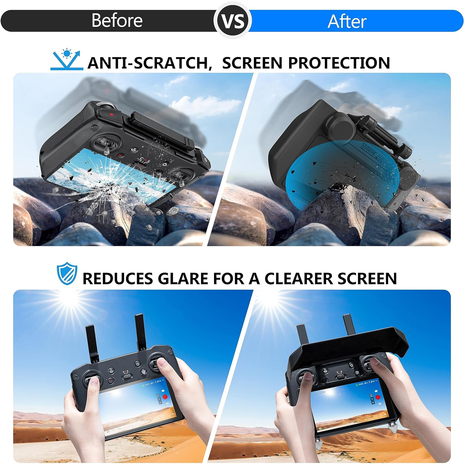 2-in-1 Sun Hood & Joystick Cov - Drone Control Stick ulasan dan harga
